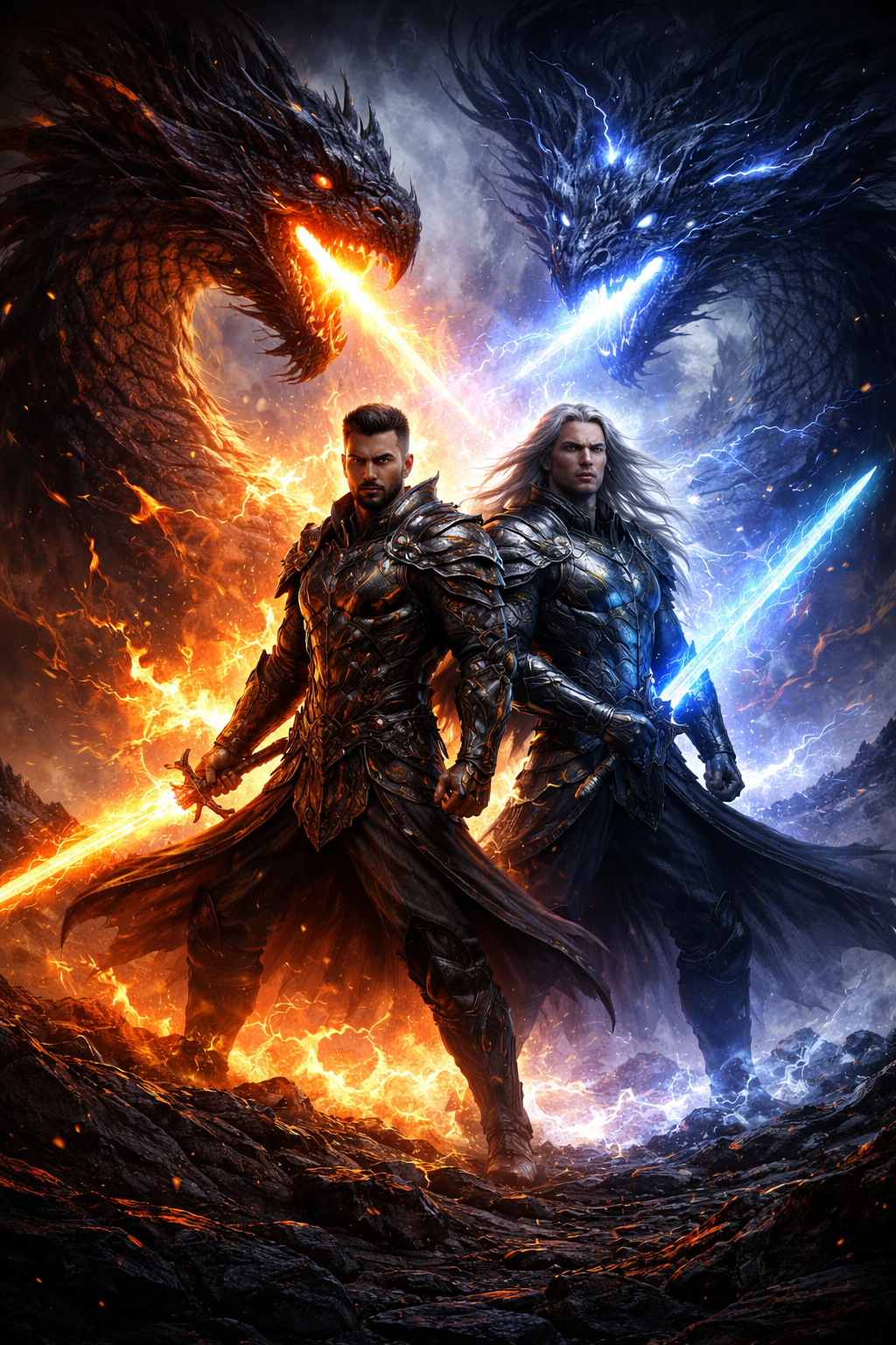 Stephen and Zephyr with dragons poster